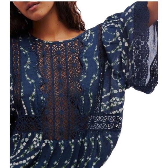 Intimately Free People Bali Tate Mixed Media Bodysuit n Dark Combo Boho Med NWT - Picture 2 of 16